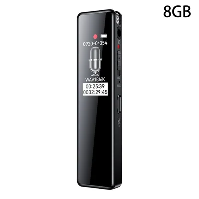 8GB Digitales Diktiergerät 0,96-Zoll TFT-Display 360-Grad-Panorama-Mikrofon Audio-Recorder - Schwarz