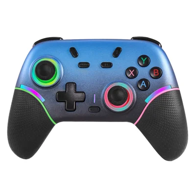 Manette de jeu sans fil X9 2,4G Bluetooth compatible RGB avec vibration pour PC/Nintendo Switch/Sony PlayStation 4/3 - Bleu