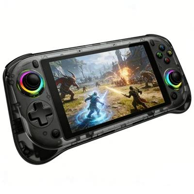 Console portatile per videogiochi J55 con 128 GB di storage, schermo HD da 5,5 pollici, doppio joystick con illuminazione RGB - Nero
