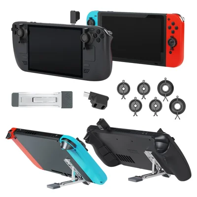 JYS JYS-SD015 For Steam Deck / Switch OLED / Lite Rocker Caps Thumb Grip Covers + Back Bracket + Type-C Adapter