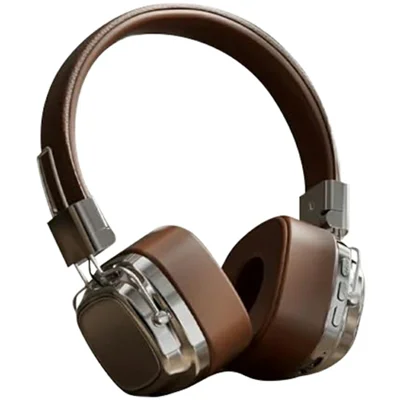 Retro Bluetooth-compatible 5.3 HiFi Sound Over Ear Headphones Noise Reduction Wireless Headset - Silver+Brown