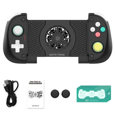 DATA FROG X3 Wireless Bluetooth-Compatible Game Controller with Turbo Function and Cooling Fan for Android  /  Switch  /  PC Gaming - Black