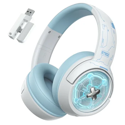 ONIKUMA GT802 Gaming Headset Triple Mode Low Latency RGB Light Wireless Headphone with USB Receiver - White