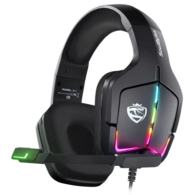 KOTION EACH S12 For PC / PS4 / PS5 Gaming Headset Rotatable Microphone Wired RGB Headphone with Adapter Cable
