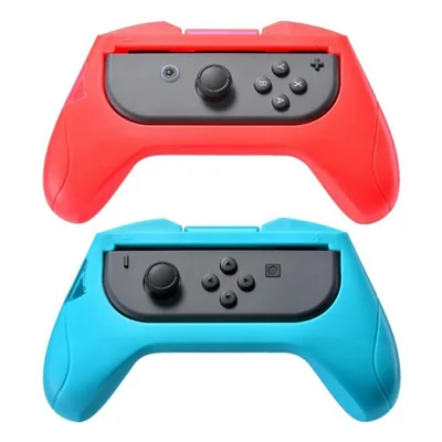 2 piezas para Nintendo Switch Controller Grip Handle Izquierda Derecha Antideslizante - Rojo + Azul