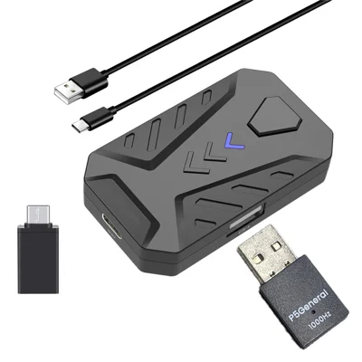 Adaptador de Control HXSJ Master-P5 para Consola PS5, Convertidor de Teclado y Ratón con Luz RGB de Respiro y 1000Hz - Negro