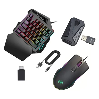 Conjunto Adaptador Conversor de Teclado e Rato Gaming HXSJ P5+V100+A867 para PS5 / PS4 / PS3 / Xbox One / Xbox 360 / Nintendo Switch - Preto
