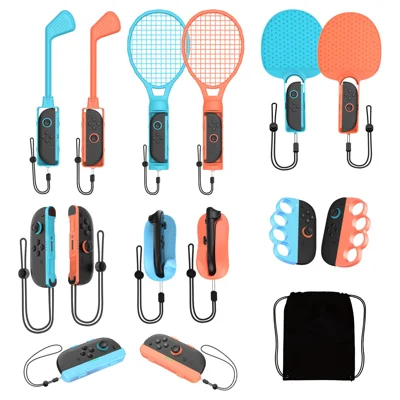 JYS 15 pezzi per Nintendo Switch 2 Sports Resort Set di accessori per tennis, mazze da golf, impugnature da boxe