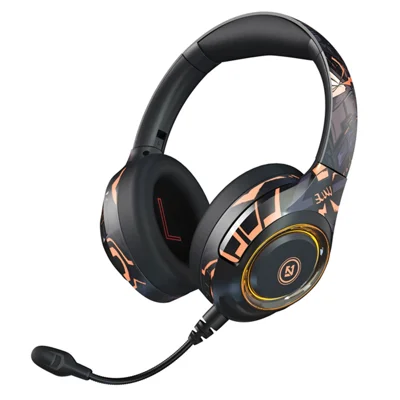 EL-A2 Folding Gaming Headset Graffiti Cool Headphone with Microphone Head-Mounted Bluetooth-compatible Earphone - Black