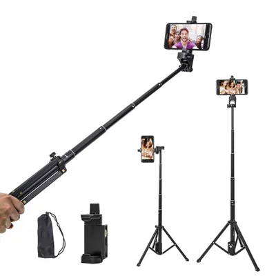 YUNTENG VCT-1688L 195 cm uitklapbare selfiestatief livestream-telefoonstandaard met Bluetooth-compatibele afstandsbediening