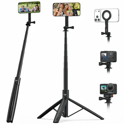 VRIG TP31 pour GoPro / Smartphone compatible MagSafe, perche selfie télescopique 7 sections trépied réglable