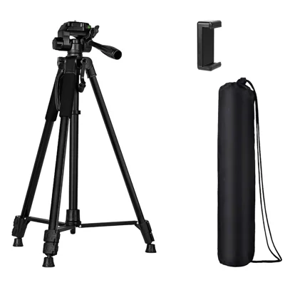ZOMEI T168 57-168cm Adjustable Height Live Streaming Tripod with Phone Holder Camera Stand for Photography - Black