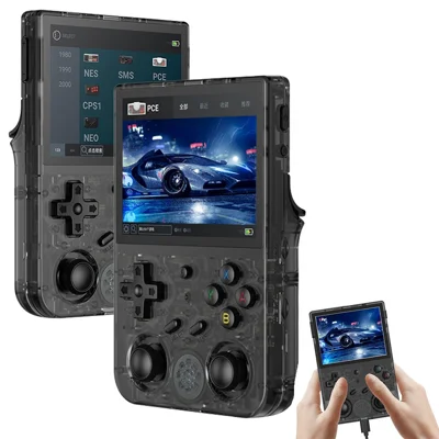 ANBERNIC RG353V 32GB Retro Gamepad Android 11 Linux Handheld Gameconsole met 3,5 inch IPS-scherm (zonder TF-kaart / spellen) - Transparant Zwart