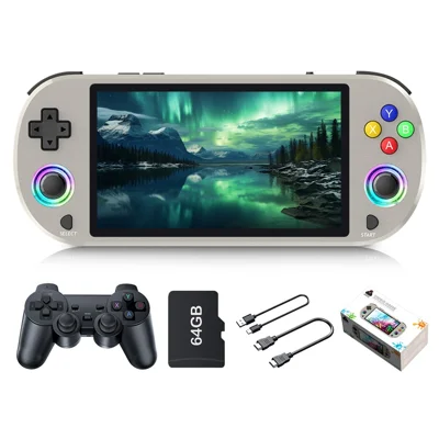 AMPOWN M22 64G Handheld Game Console Retro HD 5 inch Display Portable Game Device with 2 Controllers - Grey