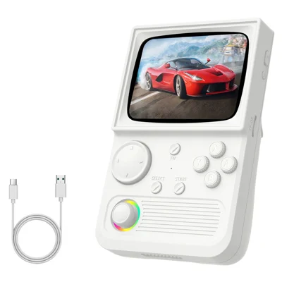 AISLPC R36T Retro Handheld Game Console met 64GB TF-kaart 3,5 inch IPS-scherm RK3326 EmuELEC 18000+ spellen RGB-joystick 5G WiFi - Wit
