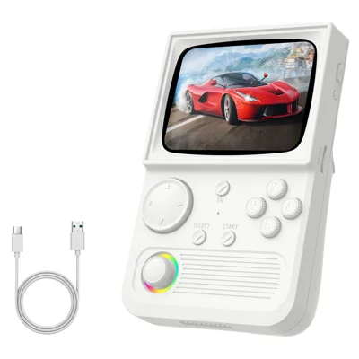 AISLPC R36T Retro Handheld Game Console with 128GB TF Card 3.5 Inch IPS Screen RK3326 EmuELEC 18000+ Games RGB Joystick 5G WiFi - White