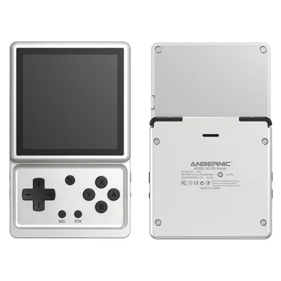ANBERNIC RG Rotate Gamepad in Puro Lega di Alluminio con Scheda TF 256GB, Console Portatile con Schermo IPS 3,5 Pollici, Android 12 - Argento
