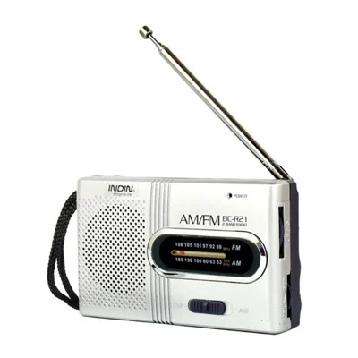 INDIN BC-R21 Portable AM FM Radio Receiver Player Built-In Speaker with 3.5mm Headphones Jack