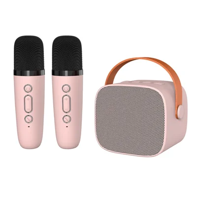 P2 Home Kids Karaoke Bluetooth-compatible Speaker Portable Loudspeaker with 2 Microphones - Pink