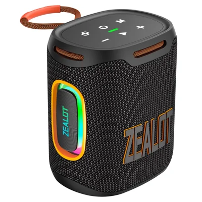 ZEALOT S122 Portable Bluetooth-compatible Speaker BT5.4 Subwoofer with LED Light Support TF U-Disk - Black
