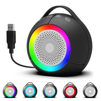 LLR096 Ball Shape USB Mini Desktop Speaker 5W Wired Subwoofer with RGB Light for PC Laptop