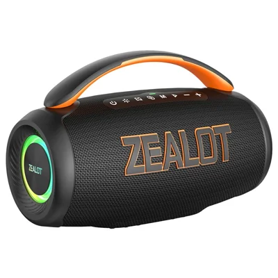 ZEALOT P12 60 W Bærbar Bluetooth-kompatibel Højttaler TWS Trådløs Bass Subwoofer med Understøttelse af USB/TF/Aux – Sort