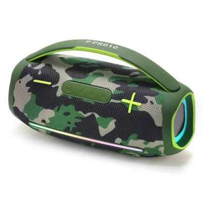 P10 30W LED Boombox Portable Wireless Speaker Waterproof Bluetooth-Compatible Music Player - Camouflage
