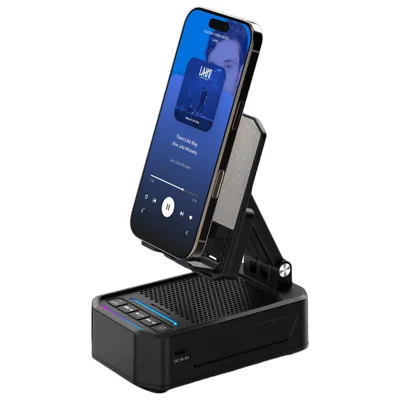 F31 Foldable 3-in-1 Bluetooth-compatible Speaker Phone Stand Emergency Rechargeable for Tablet iPhone Android - Black