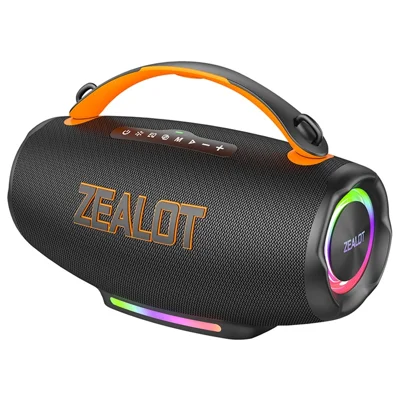 ZEALOT S167 100W Bærbar Bluetooth-kompatibel Højttaler IPX5 Vandtæt Udadskærm Trådløs Subwoofer med Farverige RGB-Lys - Sort