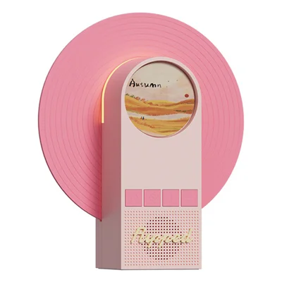 Enceinte Bluetooth-compatible CYKE avec lumière d'ambiance 7 couleurs, lecteur de musique portable et lampe d'ambiance - Rose