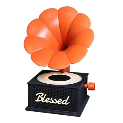 CYKE Haut-parleur rétro gramophone compatible Bluetooth, machine à bruit blanc avec lumière d'ambiance 7 couleurs, prise en charge carte TF - Noir