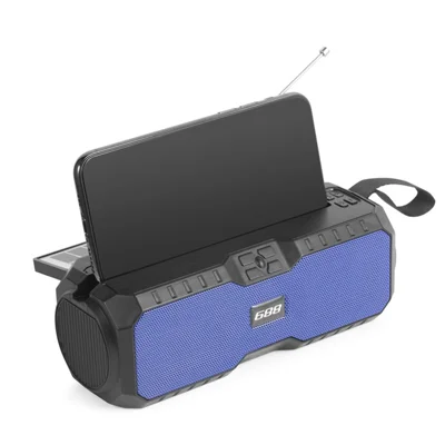 Solar Rechargeable Outdoor Bluetooth-compatible Speaker Radio Broadcasting Small Speaker Subwoofer Voice Box - Blue