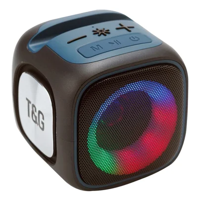 T&G TG359 Mini genopladelig Bluetooth-kompatibel højttaler, bærbar udendørs trådløs stereo subwoofer med åndedrætslys - Sort