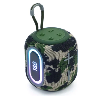 T&G TG-664 Mini-Lautsprecher mit LED-Licht Bluetooth 5.3, kabelloser Subwoofer, tragbarer Audioplayer – Tarnmuster