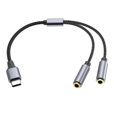 25cm Type-C to 3.5mm Audio Splitter Cable Headphone Adapter for Smartphone Computer
