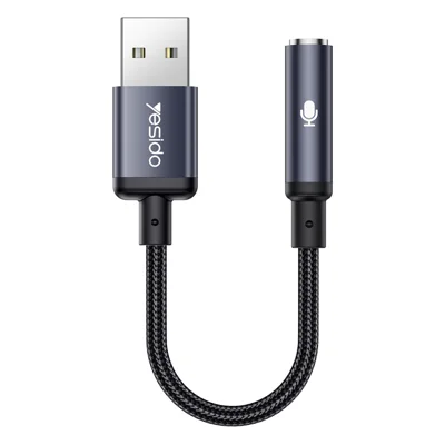 YESIDO YAU46 15cm USB to 3.5mm Plug and Play Audio Adapter Cable Voice Call Support