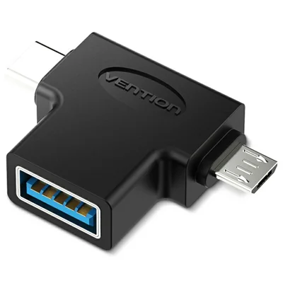 VENTION CDI Series OTG Adapter 3 in 1 USB A / Micro-B / USB C High Speed Data Transfer Adapter