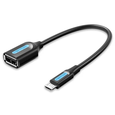 VENTION CCU Series USB 2.0 Micro-B Male to USB-A Female OTG Adapter 0.15m Round PVC Data Cable - Black