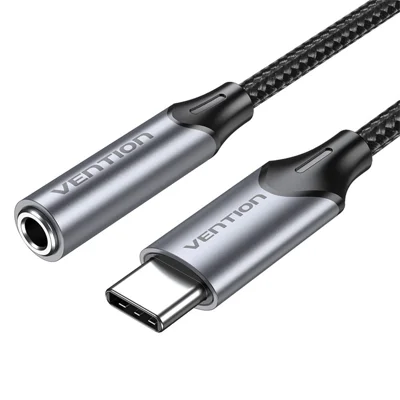 VENTION BGM Series 0.1m Type-C to 3.5mm Audio Adapter Cable with DAC Decoder - Grey