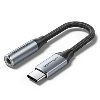 VENTION BID Series 0.1m Type-C Male to 3.5mm Female Audio Adapter Cable with DAC Decoder - Grey
