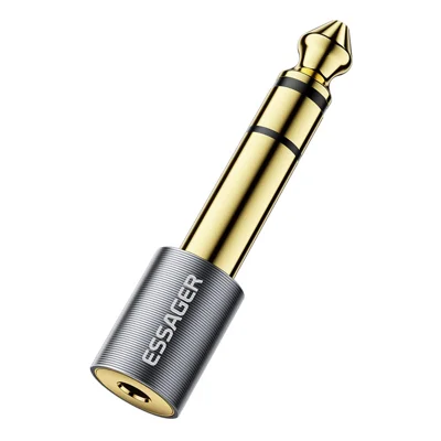 ESSAGER Audio Adapter 3.5mm Male to 6.5mm Female HiFi Sound Portable Gold Plated Connector
