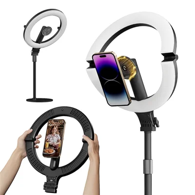 XJ36C 10 inch Ringlicht Magnetische Houderset voor Selfielamp met Verstelbare Statief, Bureau Fotografieset - Wit