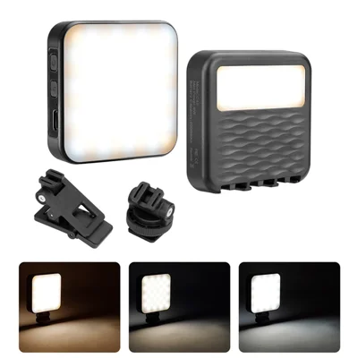 C49 Mini Portable 3 Color Temperatures Photography Video Light Phone Laptop Clip-On Dual Side Fill Light