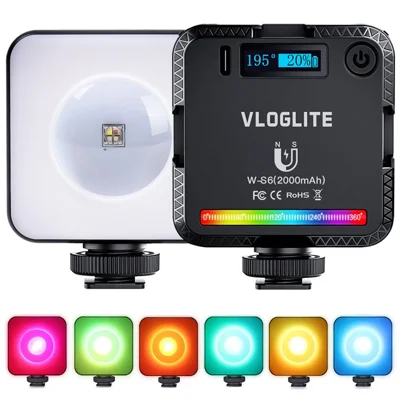 Lampe d'éclairage LED RVB couleur complète VLOGLITE W-S6 pour photographie, lampe d'ambiance coucher de soleil, mini remplissage magnétique