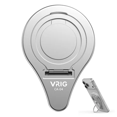 VRIG CA-04 Magnetisk Quick Release Bagstikker Holder til DJI Osmo Mobile 8 / 7P / 7 / 6 / 5 / SE Aluminiumlegering Bærbar Stabilisator Holder – Sølv