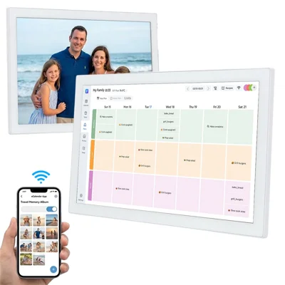 XC1010 Smart Calendar 10.1 Inch Touchscreen Family Organizer with Schedule Sync Kids Tasks Reward Points Digital Photo Frame, 1+32GB (APP: FotoCube) - White EU Plug