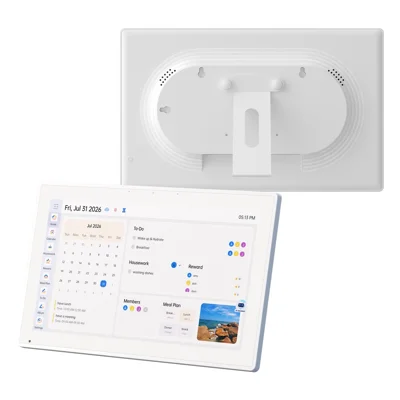 KF1560 15,6 inch Aanraakscherm Smart Kalender 3+32GB AI Stem WiFi/Bluetooth 5.0 Digitale Cloud Fotolijst (APP: Vcivik) - Wit EU Stopcontact