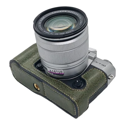 For Fujifilm XT30 III / X-T30 III / X-T30 II / X-T30 / X-T20 / X-T10 Camera Bottom Case Half Body Leather Cover with Battery Opening - Green