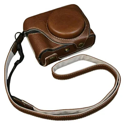 For Canon PowerShot V1 Camera Case with Battery Opening Portable Leather Camera Protective Cover - Coffee