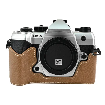 Fodral till Olympus OM-5 Mark II kamera PU-läder skyddsomslag - Khaki
